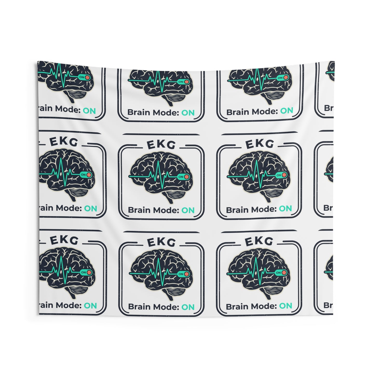 Brain Mode On Tapestry – EKG Brain Pattern Wall Hanging