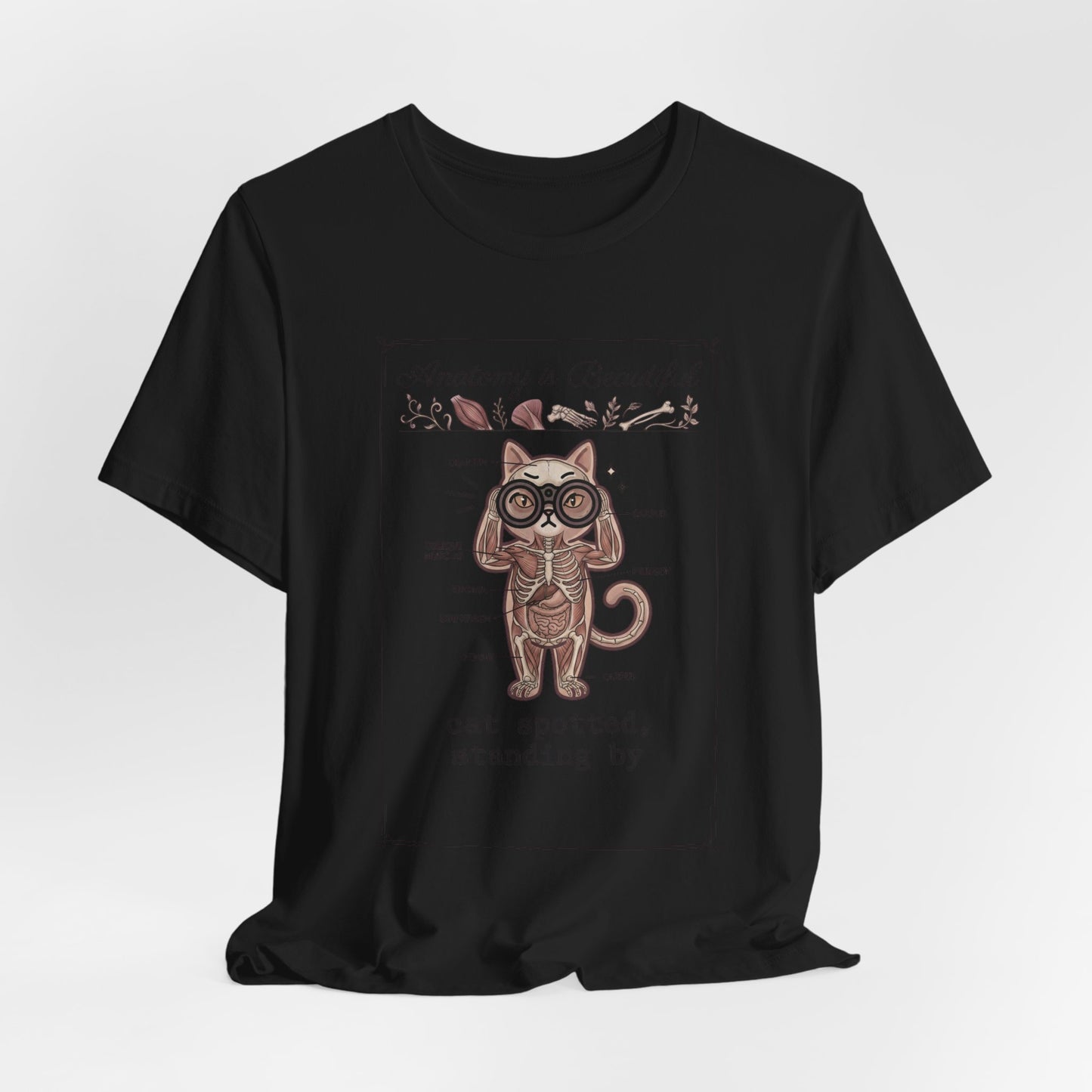 Anatomy Is Beautiful Cat Diagram Tee | Cat-Centric Novelty, Doodle Illustration