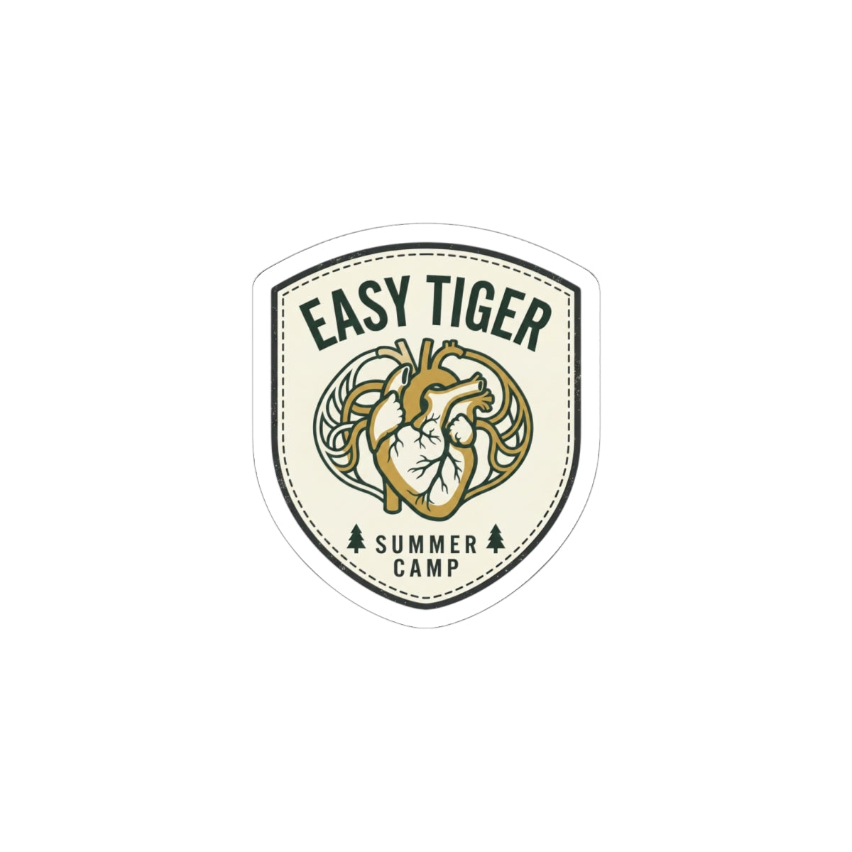 Easy Tiger Retro Badge Sticker | vintage summer camp, playful animal decal