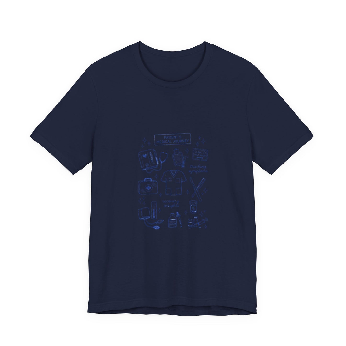 Hockey Romance Doodle Tee | hockey sticks skates hearts, bookish crest T-Shirt