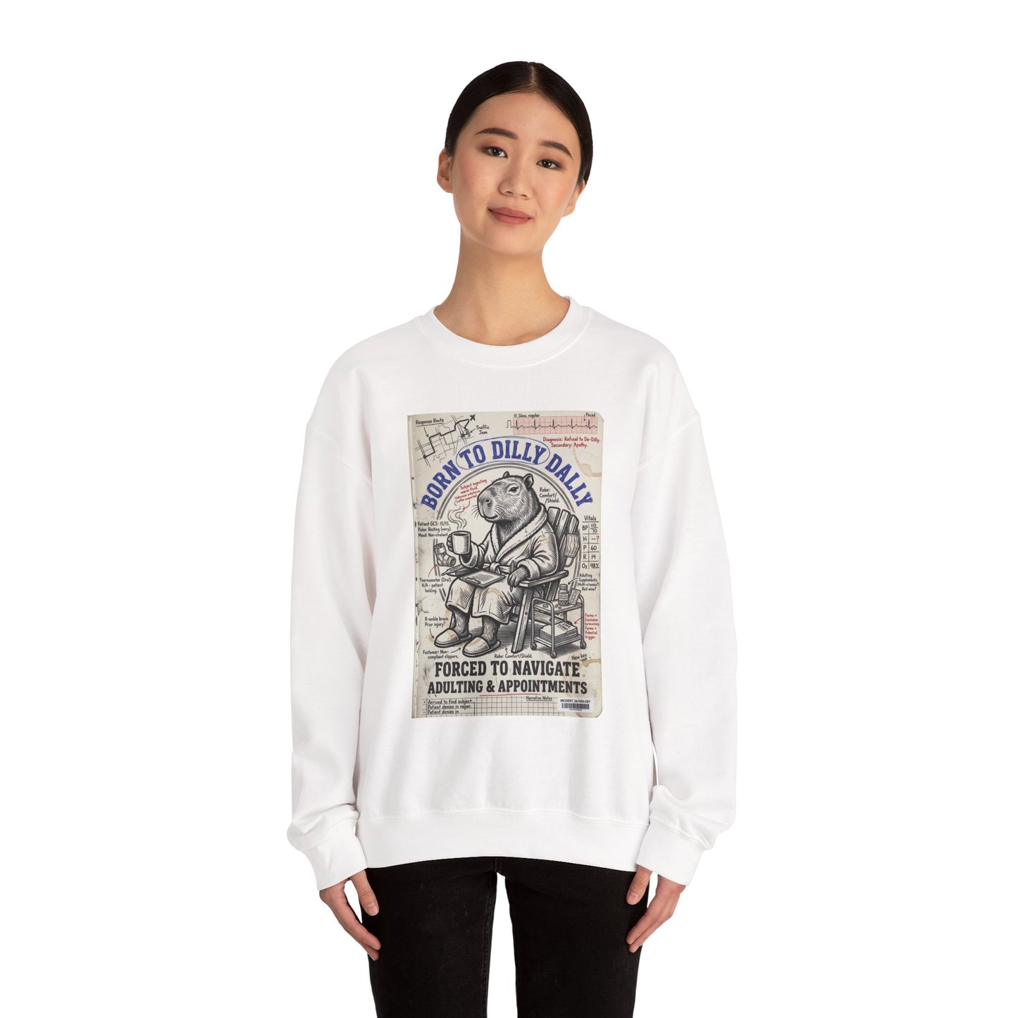 Born to Dilly Dally Sweatshirt | procrastination humor, retro cartoon