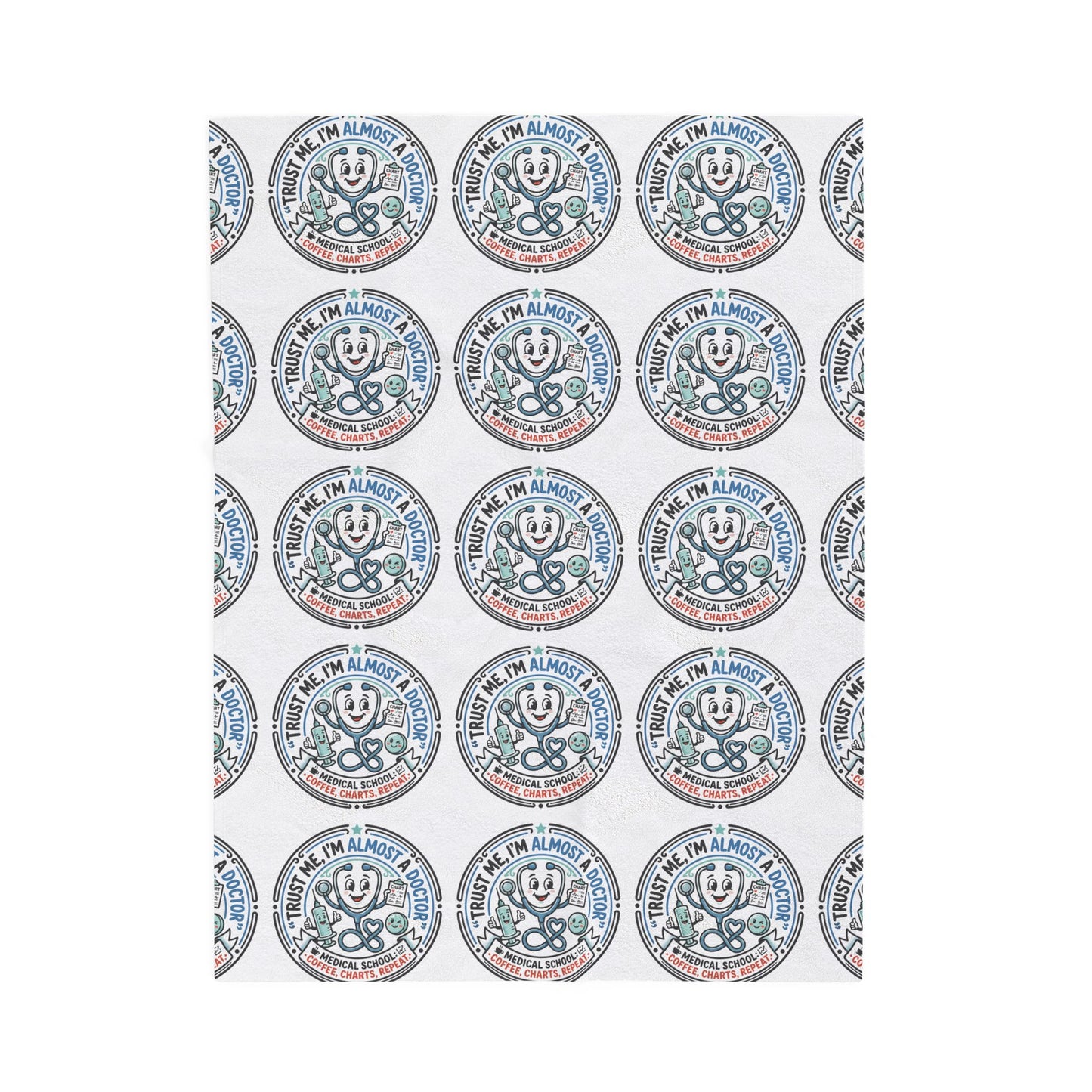 Cozy Velveteen Plush Blanket — “I’m Almost There” Retro Badge Pattern