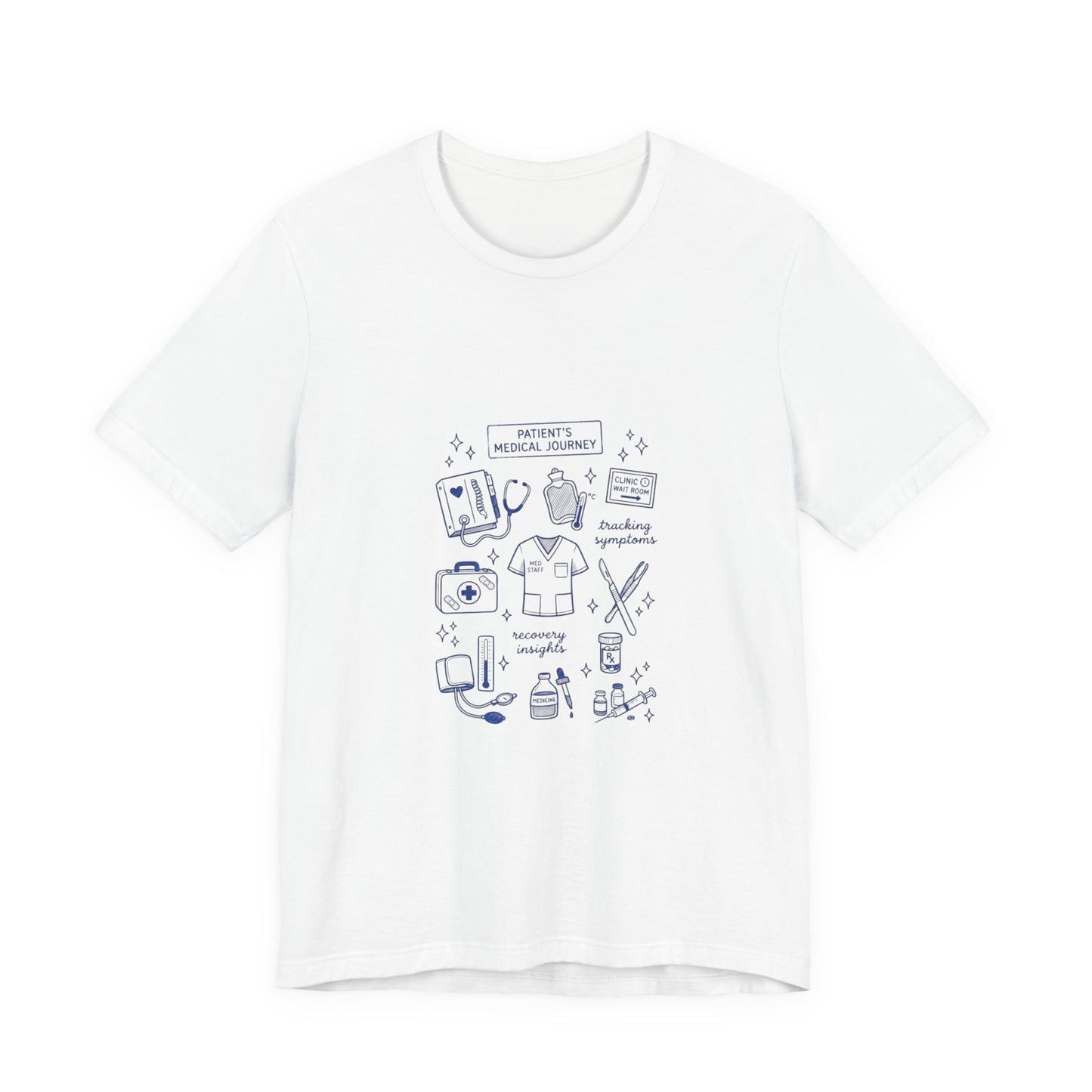 Hockey Romance Doodle Tee | hockey sticks skates hearts, bookish crest T-Shirt