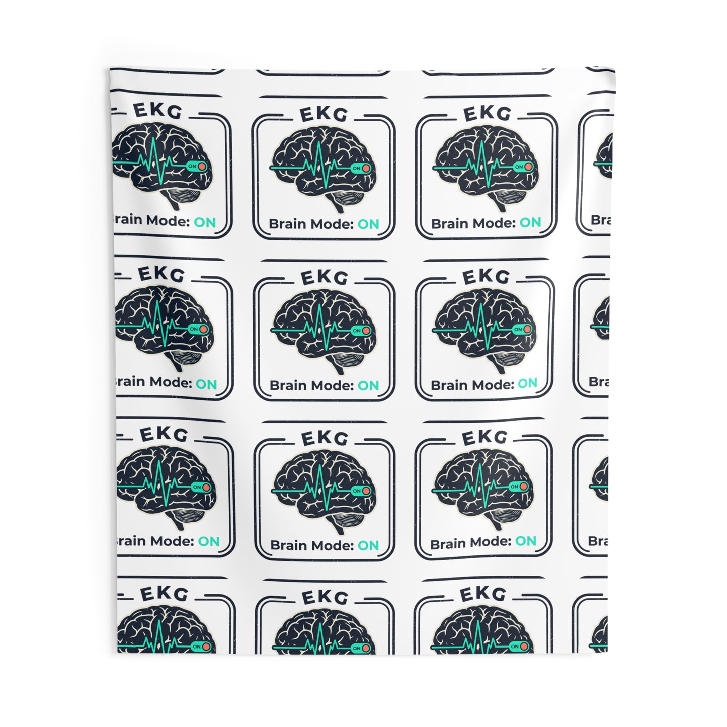 Brain Mode On Tapestry – EKG Brain Pattern Wall Hanging