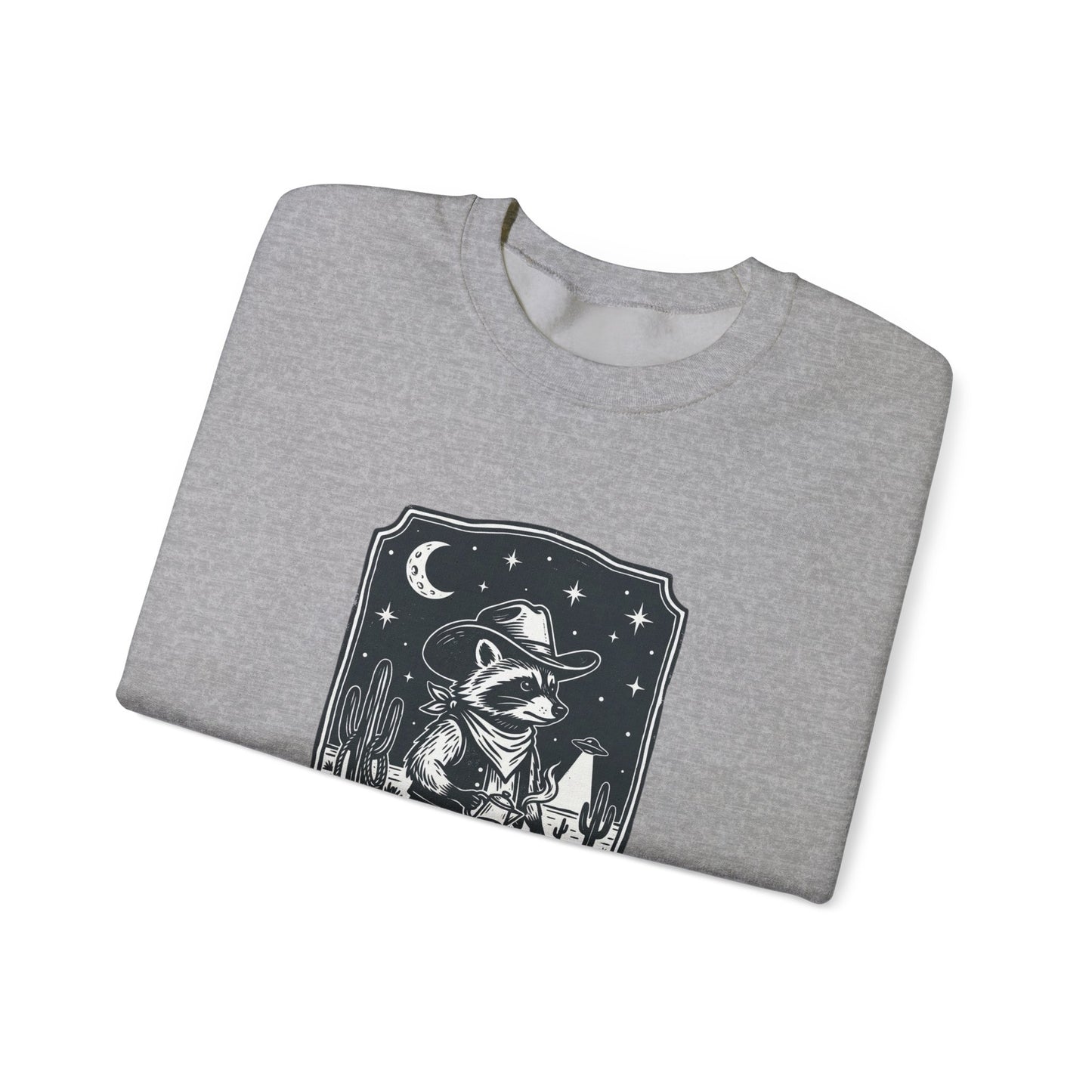 Alien Cowboy Crewneck Sweatshirt | Retro UFO Desert Graphic, Vintage Western Sci‑Fi