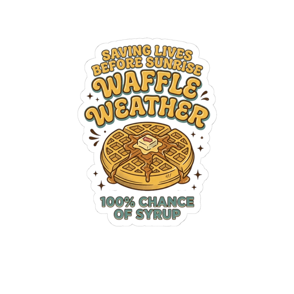 Waffle Weather Sticker | Vintage Food Graphics, Retro Breakfast