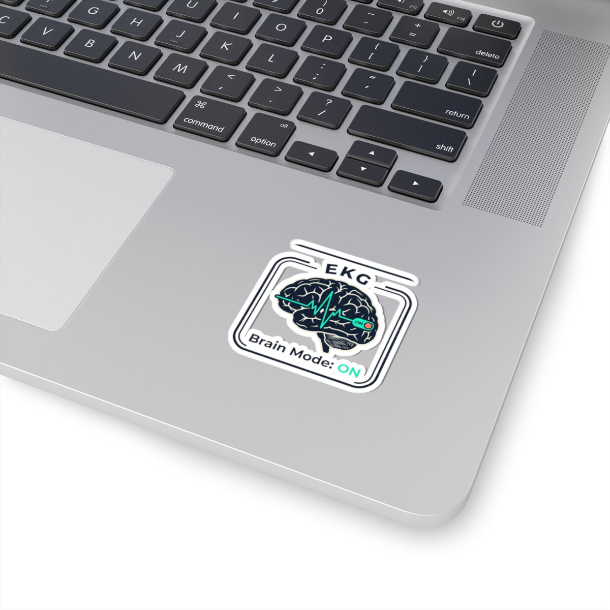 Brain Mode: ON Sticker — EKG Brain Laptop Decal for Students & Professionals