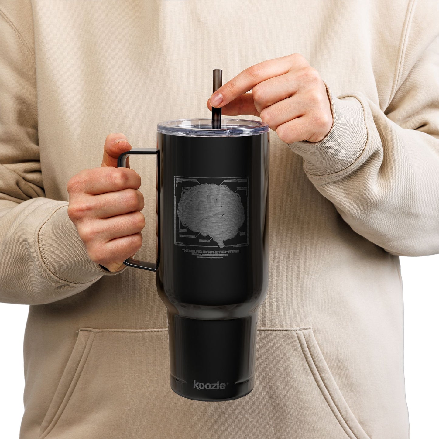 40oz Insulated Tumbler — Neon Circuit Brain Engraved (Sci‑Fi, Science Enthusiast)