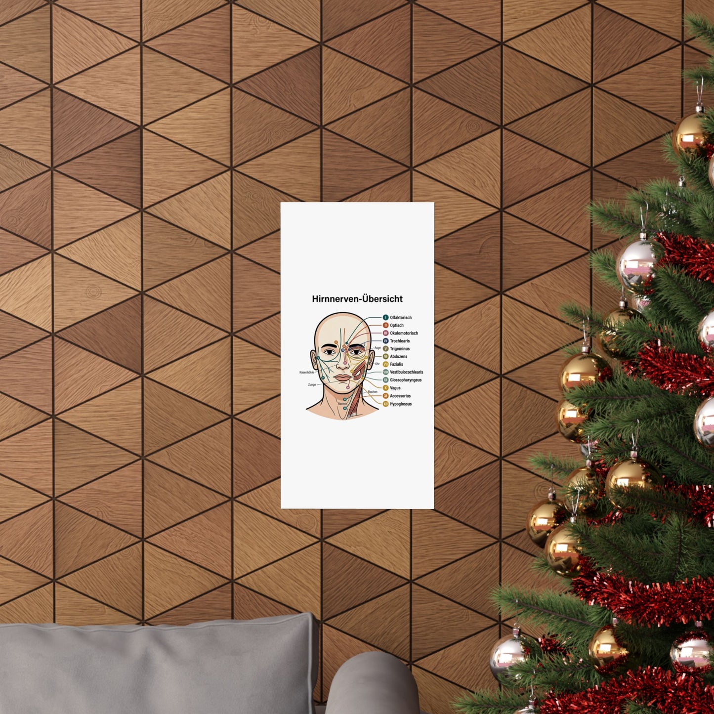 Anatomy Poster — Hirnnerven-Übersicht Matte Vertical Poster