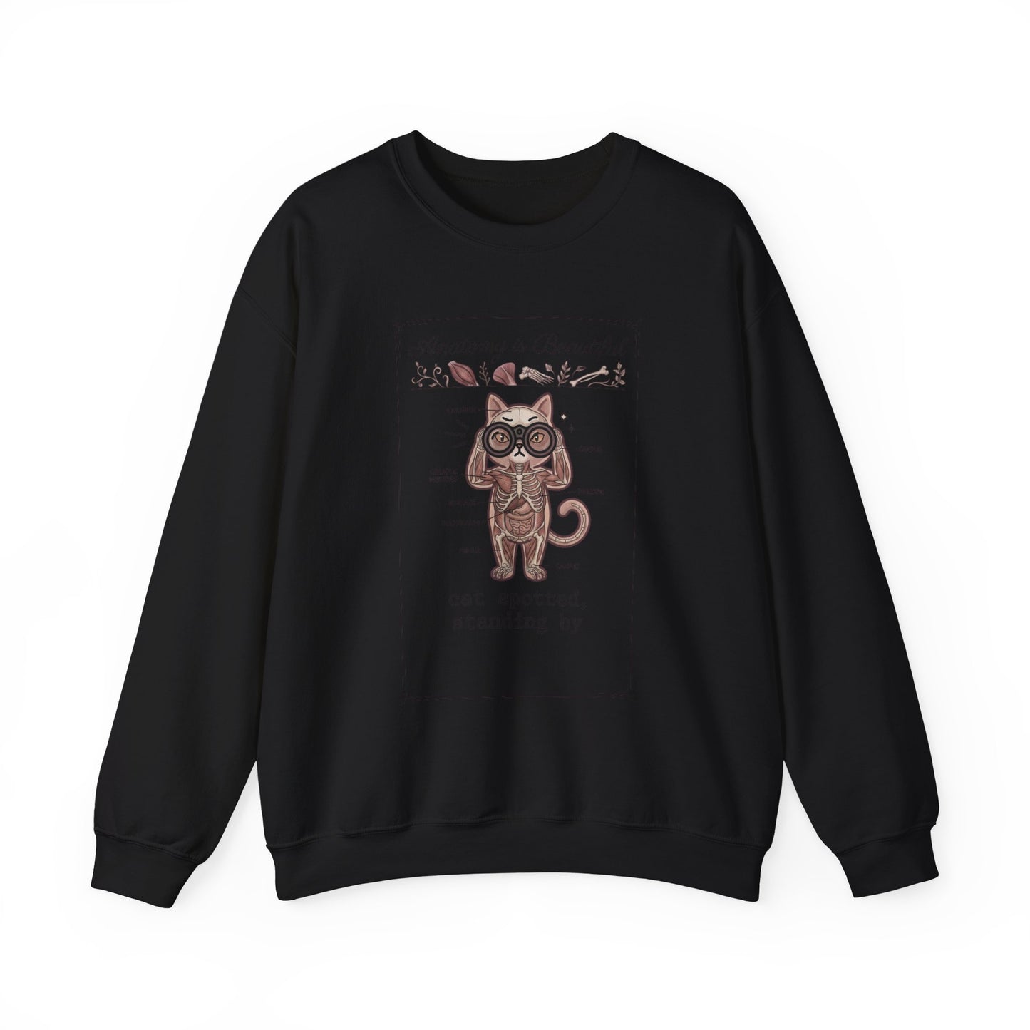 Anatomy Is Beautiful Cat Graphic Sweatshirt | Cat-Centric Novelty, Doodle Illustration