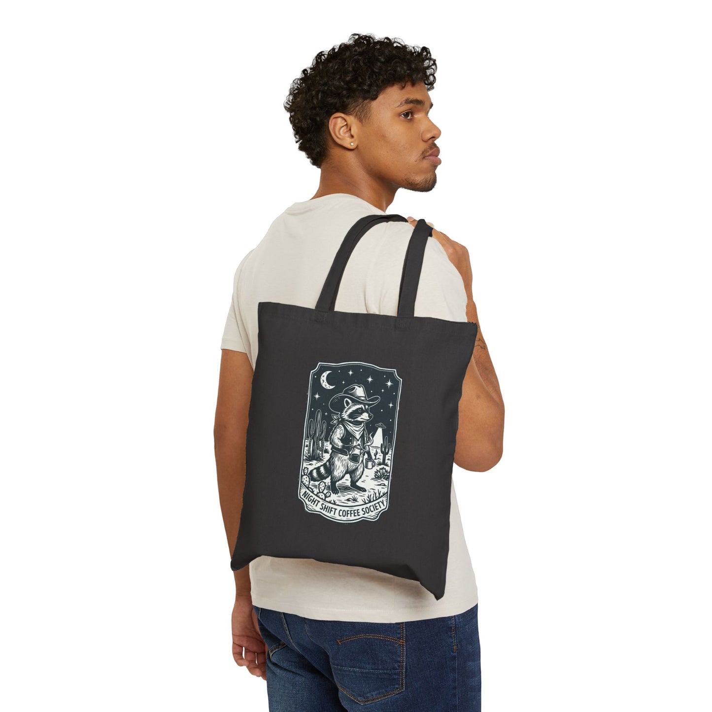 Retro UFO Cowboy Tote, Vintage Desert Alien Graphic | Distressed Western Sci‑Fi