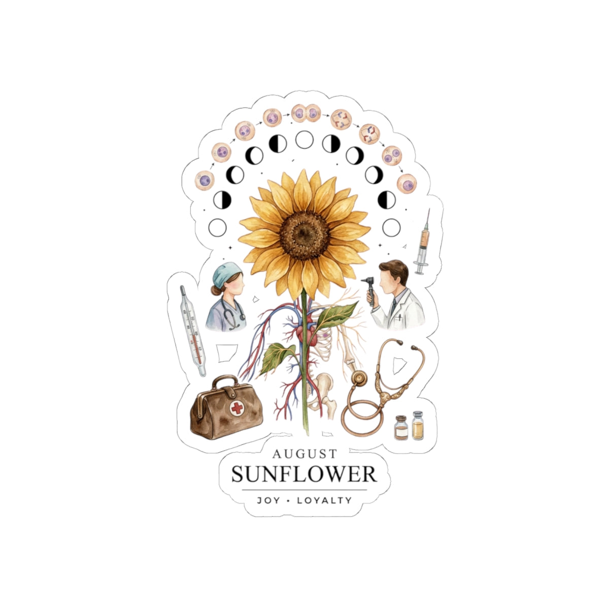 August Sunflower Birth Flower Sticker | Birth Month Floral Sticker