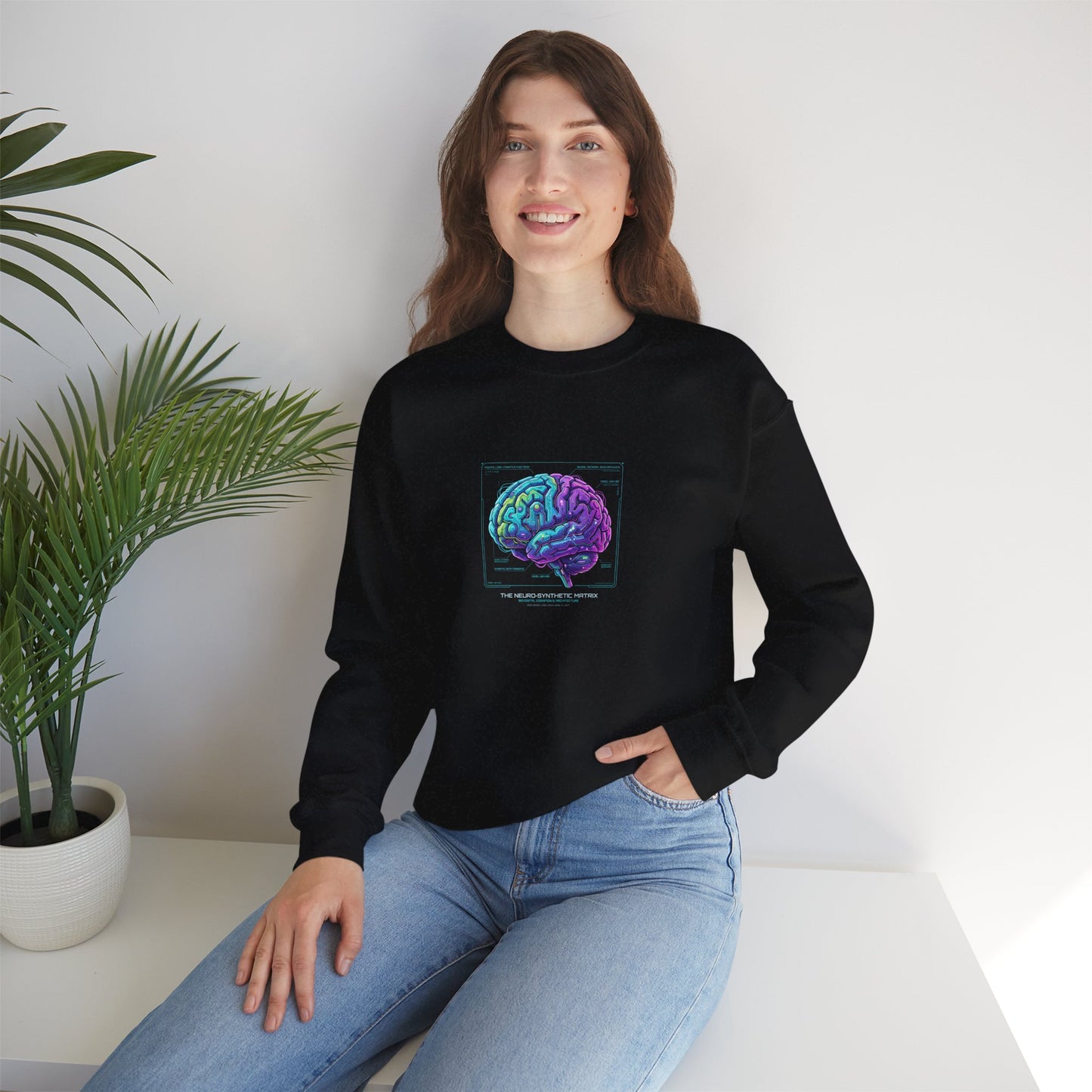 Neon Circuit Brain Sweatshirt — Futuristic Sci‑Fi Poster Design for Science Enthusiasts