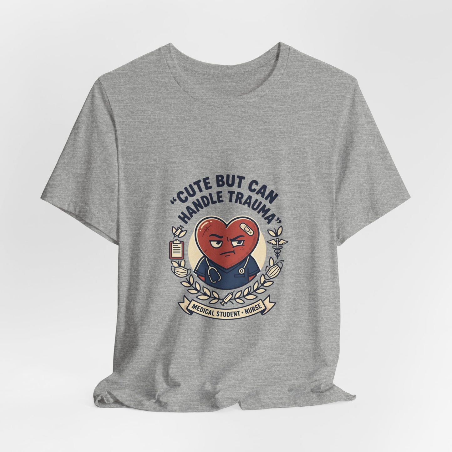 Cute But Can Handle Trauma Tee | minimal meme, deadpan black-on-white