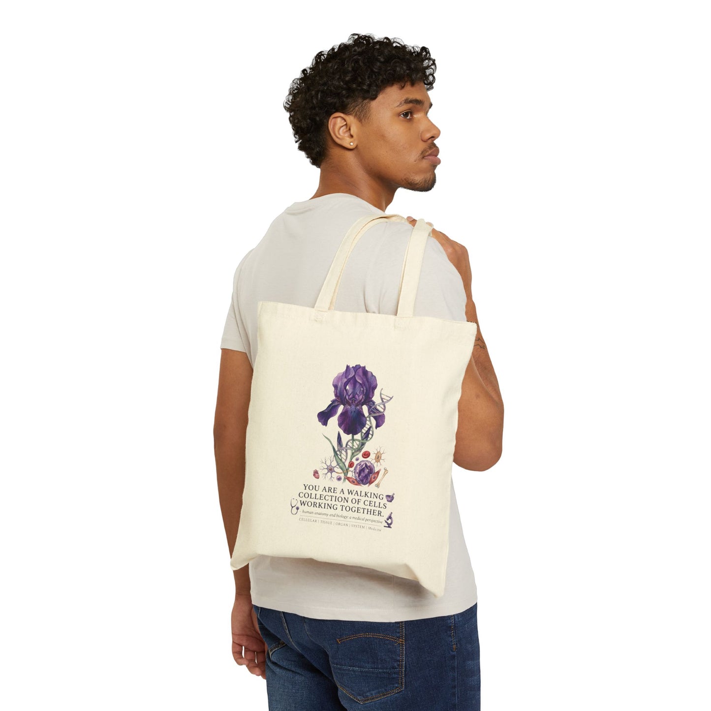 Purple Iris Birth Flower Tote | Birth Month Botanical Tote