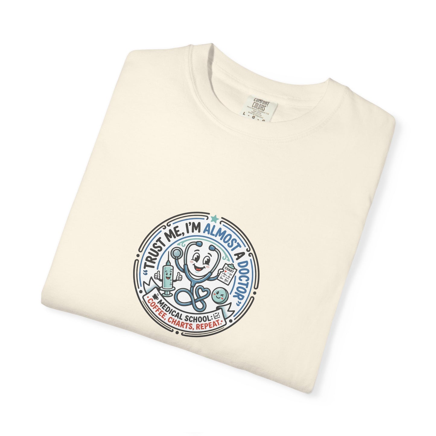Retro Smiley Surf Badge T-Shirt - 'Sorry I'm Almost There' Graphic