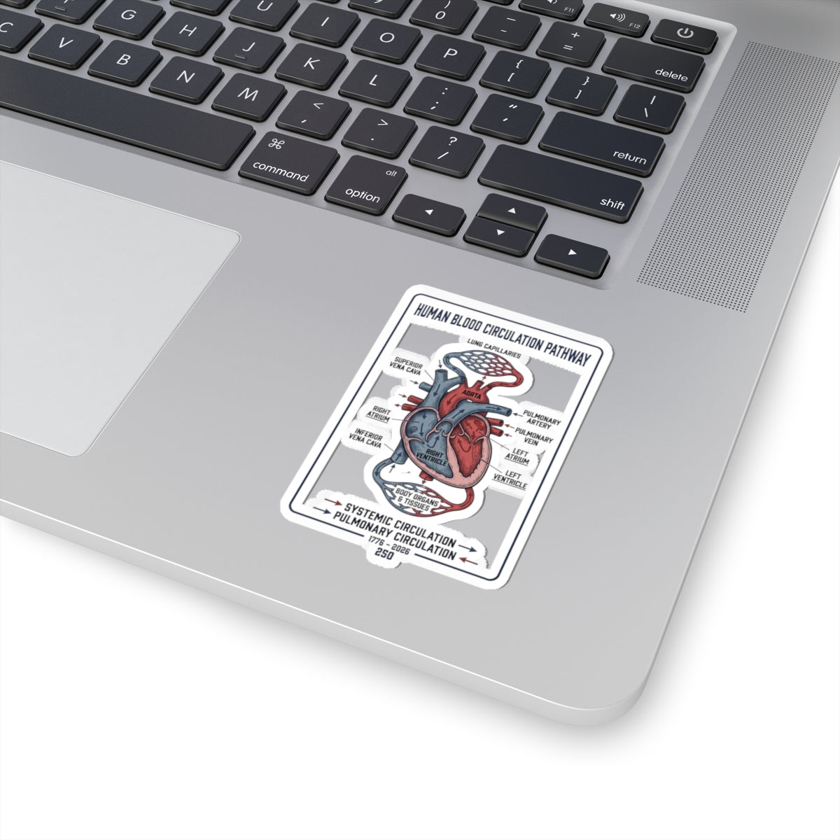 250th Anniversary Patriotic Heart Diagram Sticker | 4th of July Commemorative
