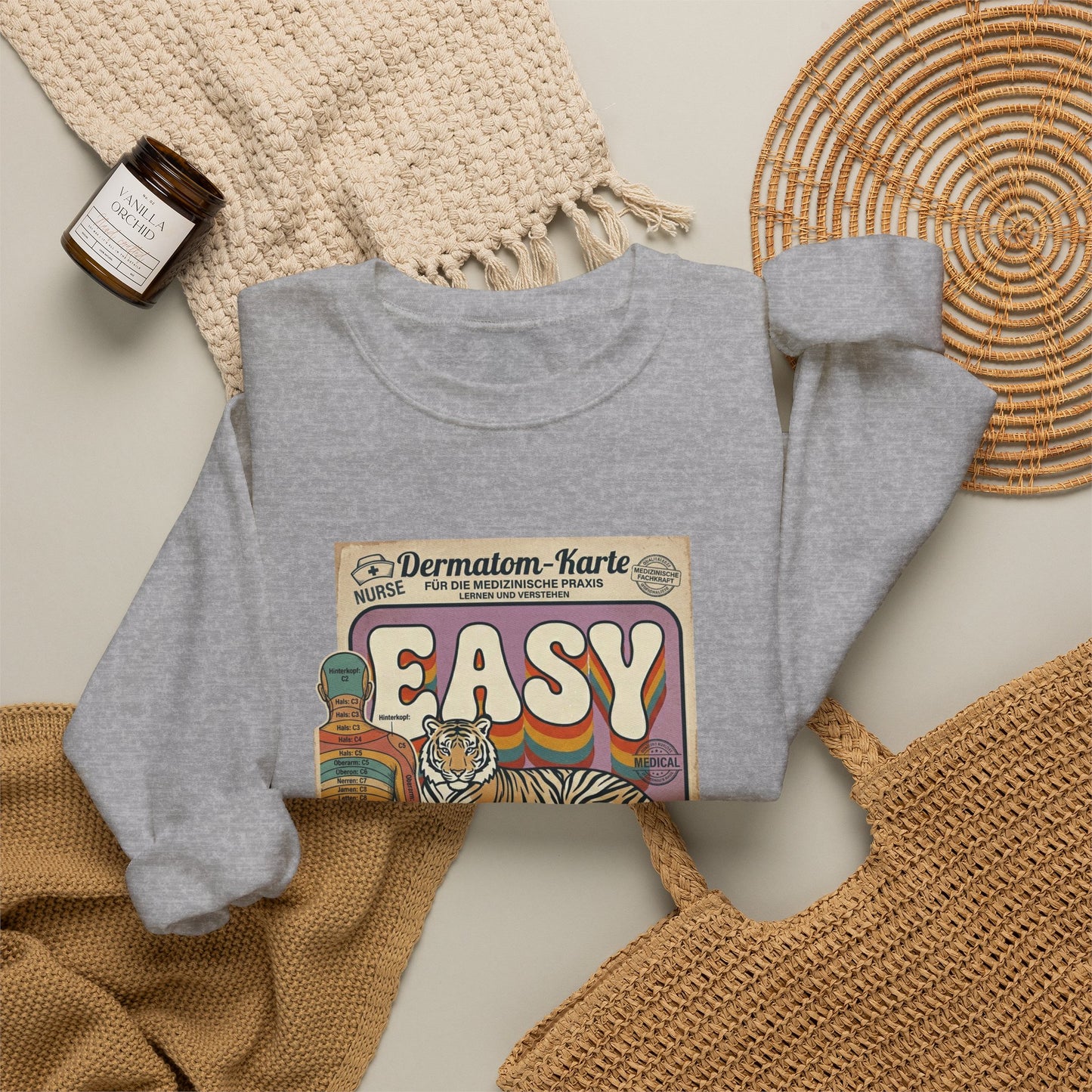 Easy Tiger retro tiger graphic Crewneck, vintage vacation vibe