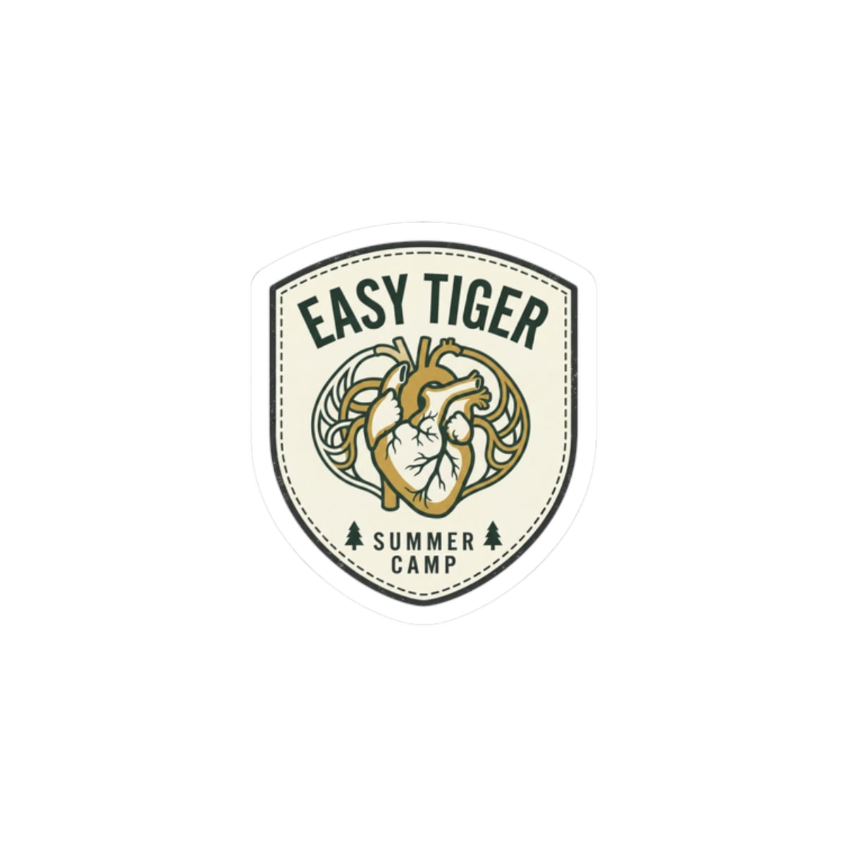 Easy Tiger Retro Badge Sticker | vintage summer camp, playful animal decal
