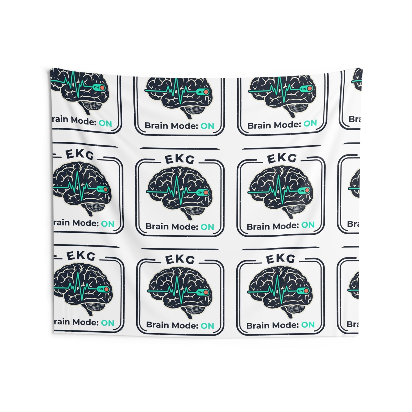 Brain Mode On Tapestry – EKG Brain Pattern Wall Hanging