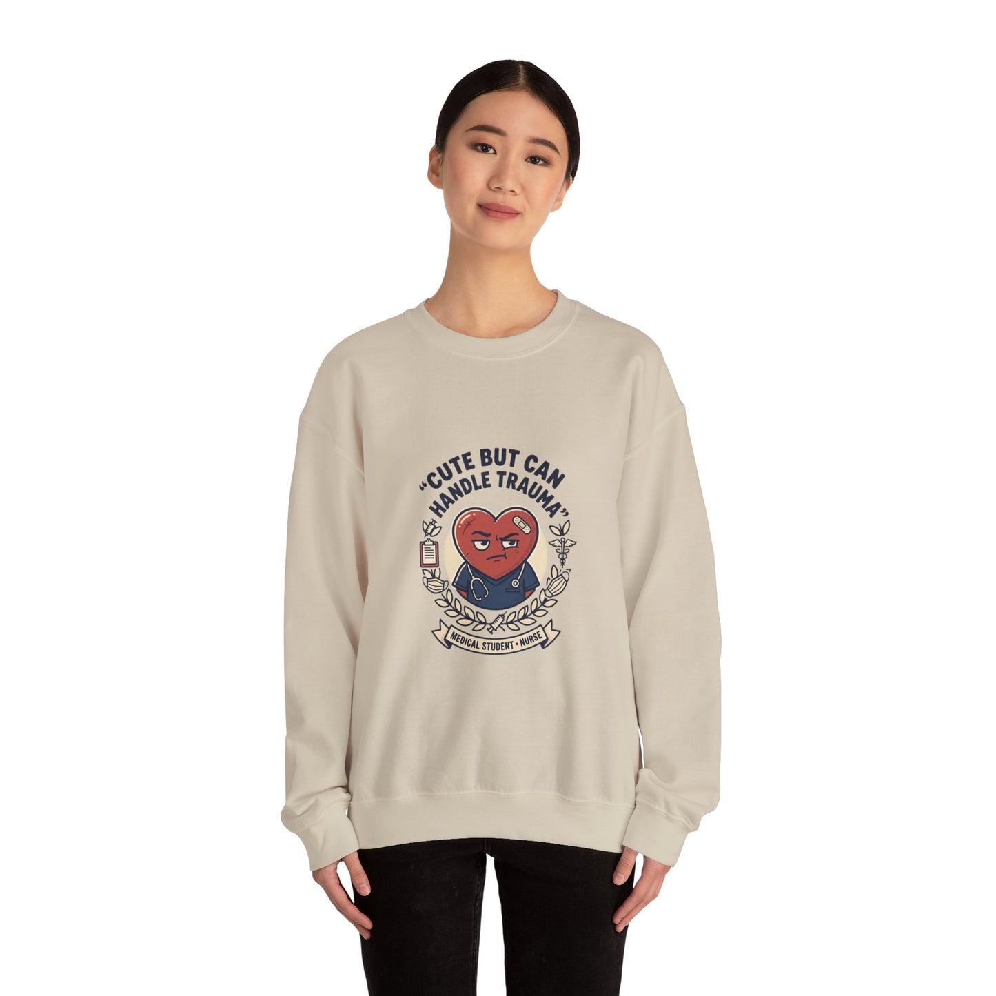 Cute But Can Handle Trauma Sweatshirt | minimal meme, bold text