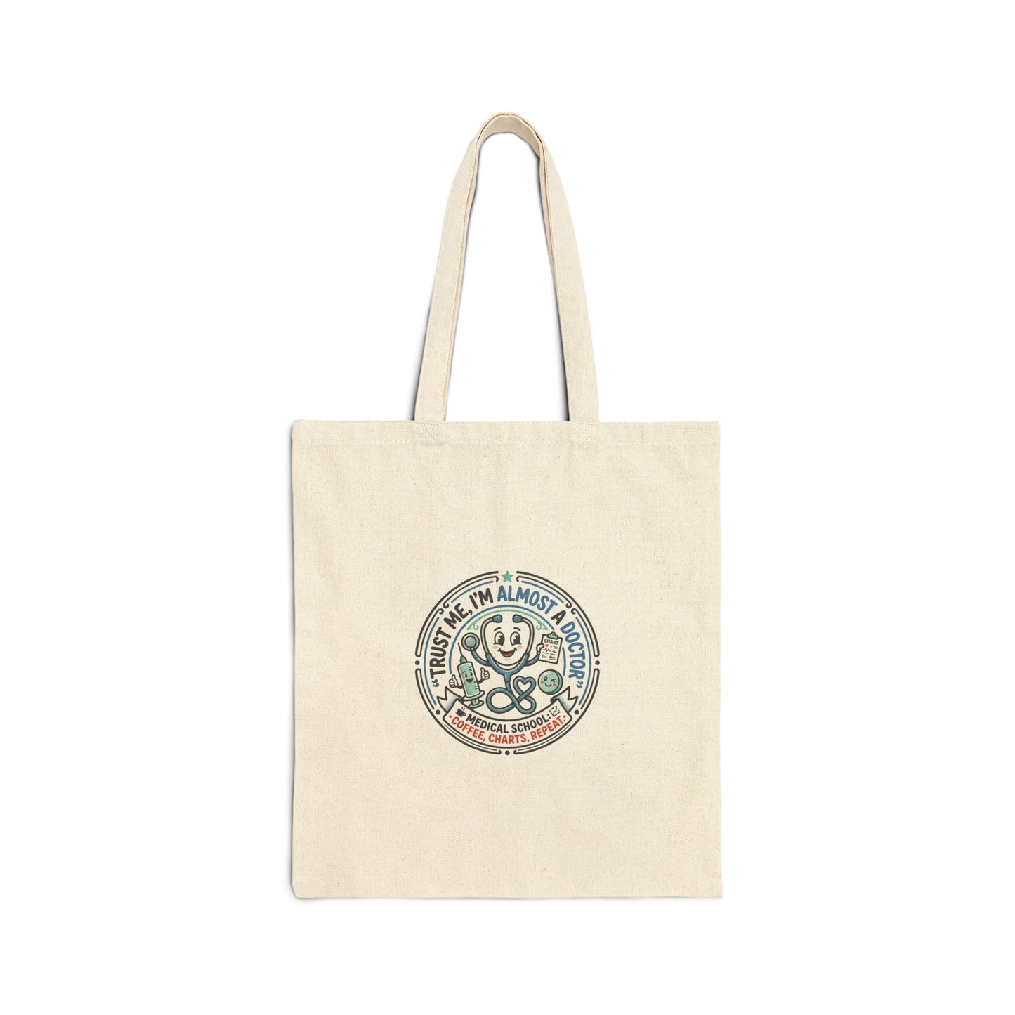 Medical joke for medicine students and nurses Vintage Happy Flower Tote Bag – "I’m Almost Famous" Canvas Grocery Tote