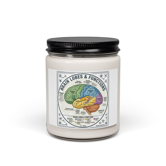 Brain Lobes Diagram Candle, 9oz Soy | 250th Anniversary Patriotic Keepsake