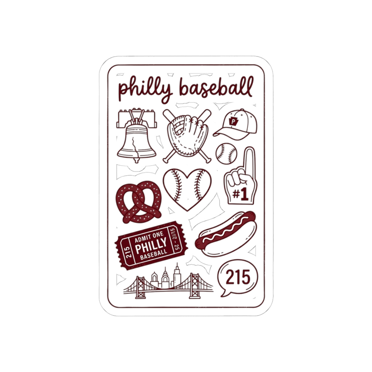 Philly Baseball Pride Sticker Sheet | Kiss-Cut City Sports Icons