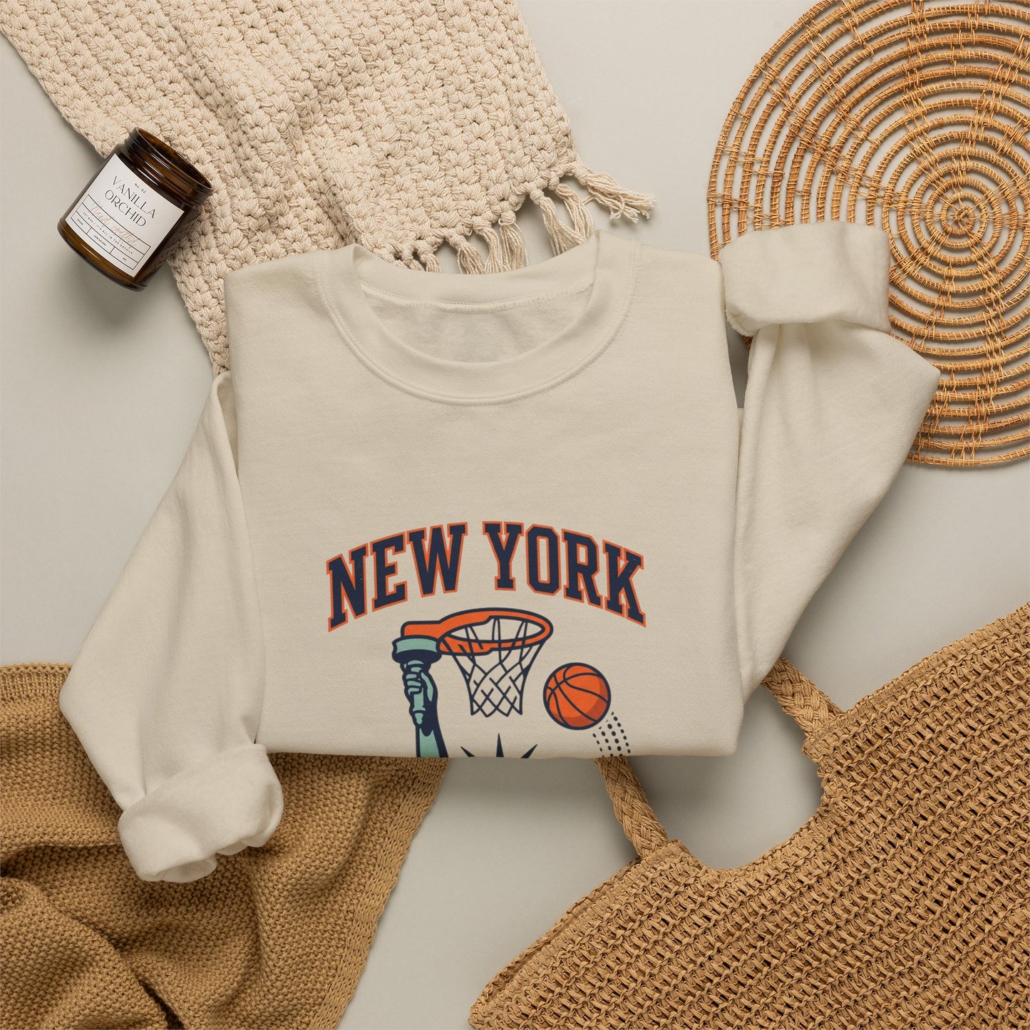 New York City Hoops Crewneck Sweatshirt | NY Basketball City Pride