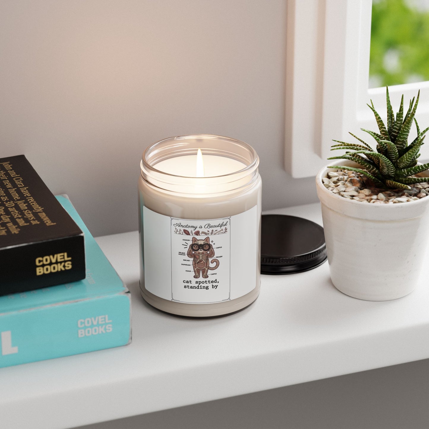 Anatomy of a Beautiful Cat Soy Candle | Cat-Centric Novelty, Whimsical Doodle