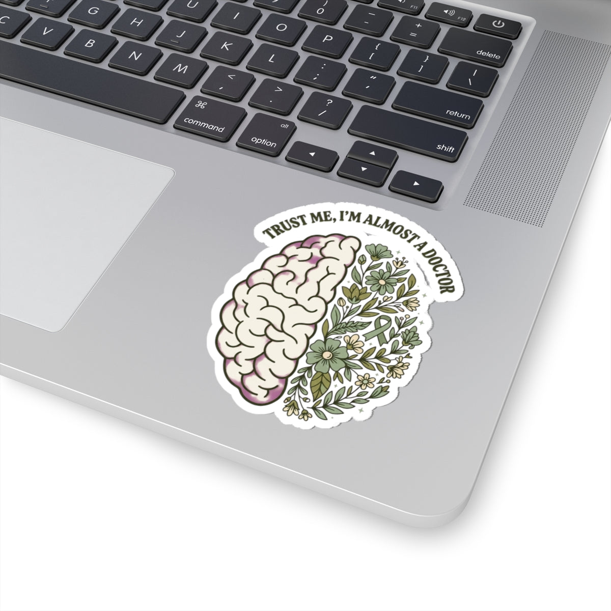 Brain & Floral Ribbon Sticker | Mental Health Awareness, Green Ribbon