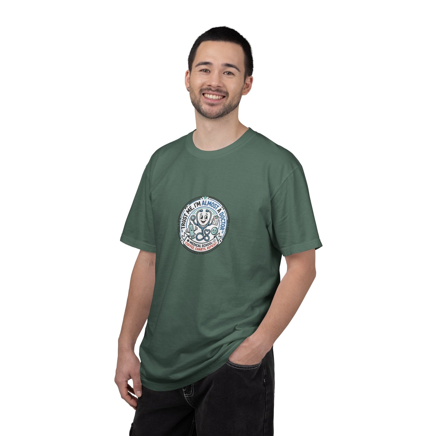 Retro Smiley Surf Badge T-Shirt - 'Sorry I'm Almost There' Graphic