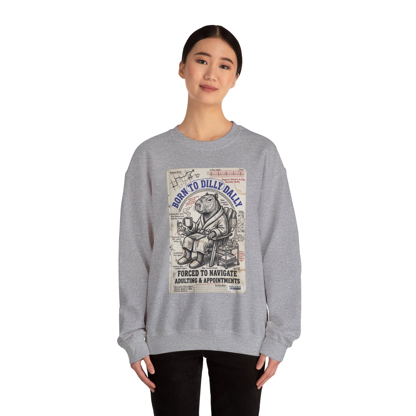 Born to Dilly Dally Sweatshirt | procrastination humor, retro cartoon