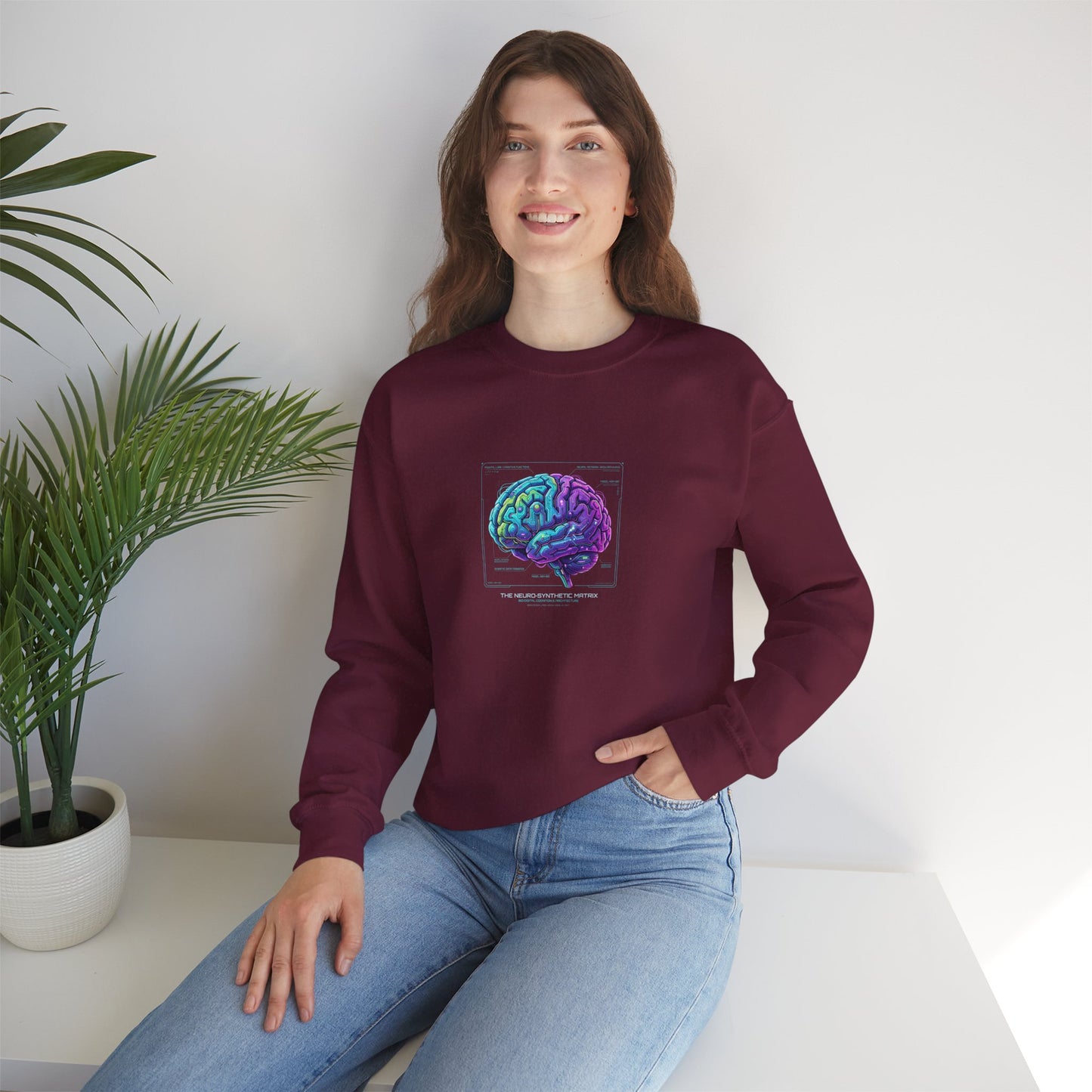 Neon Circuit Brain Sweatshirt — Futuristic Sci‑Fi Poster Design for Science Enthusiasts