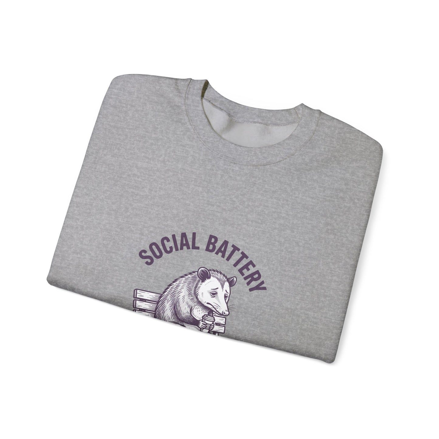 Social Battery Graphic Sweatshirt | Anxious Animal Humor, Introvert Crewneck