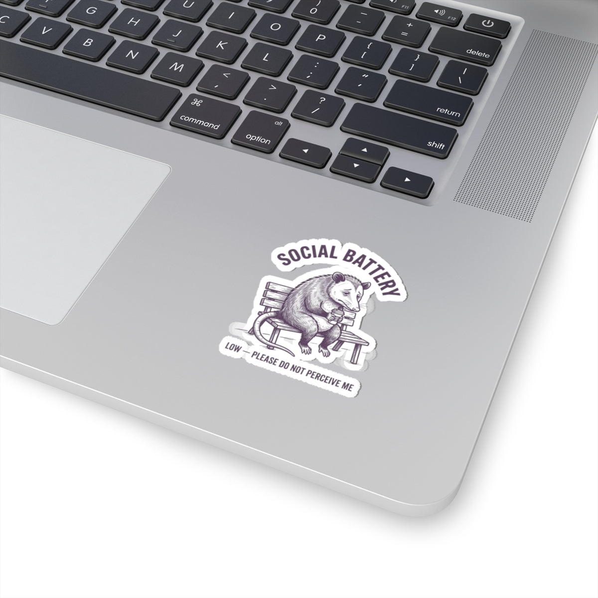 Social Battery Opossum Sticker | Anxious Animal Humor, Cute Anxiety