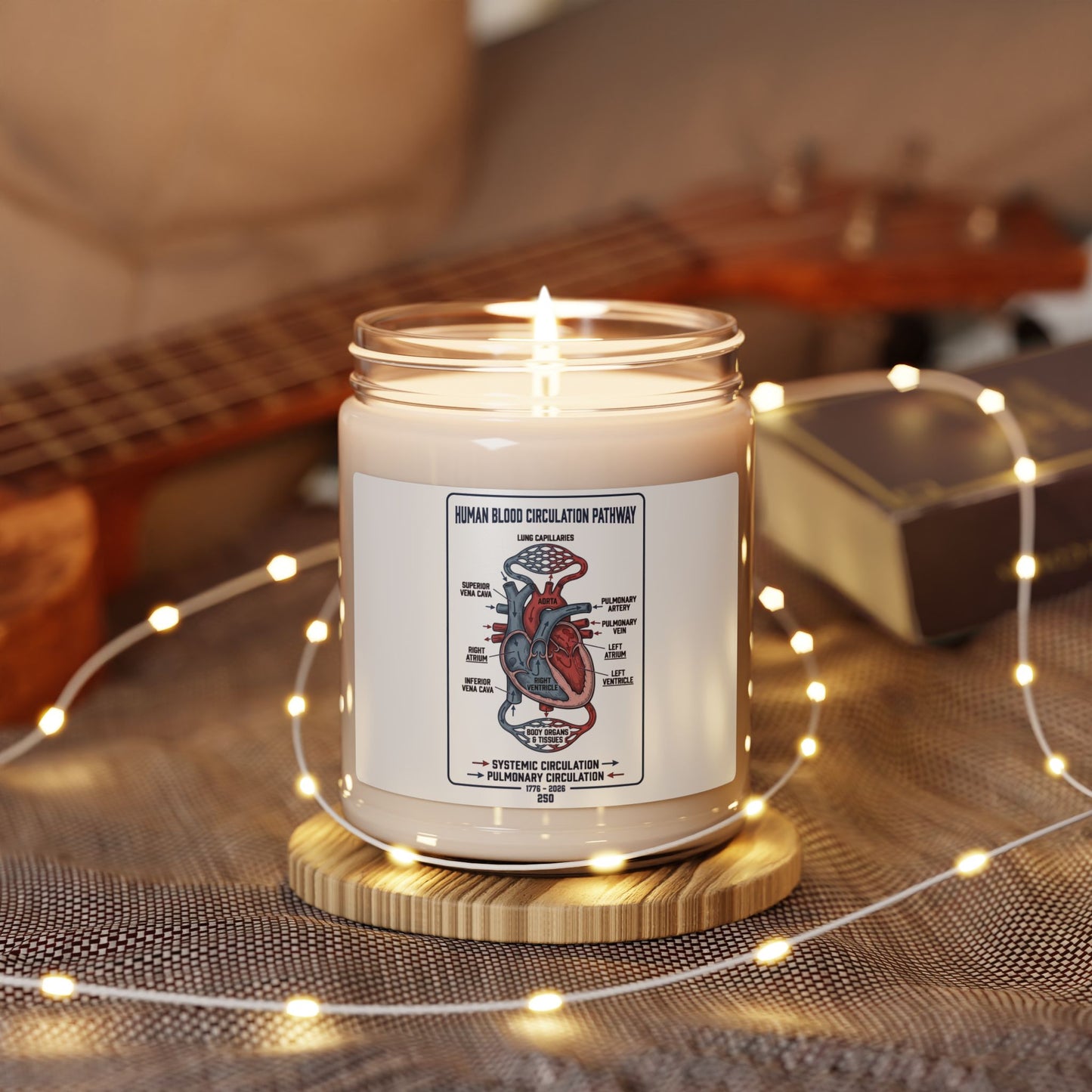 250th Anniversary Patriotic Heart Illustration Soy Candle | 4th of July