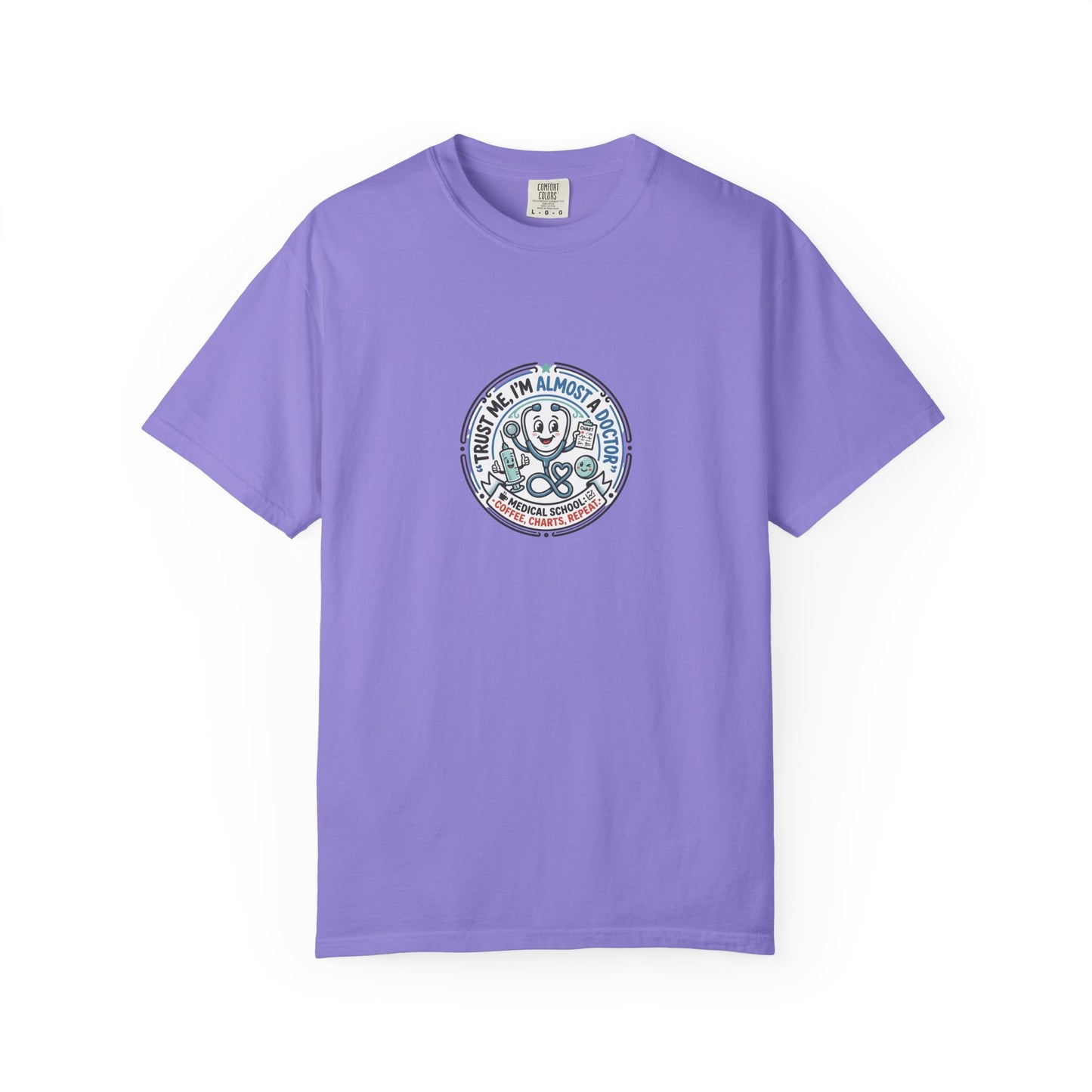 Retro Smiley Surf Badge T-Shirt - 'Sorry I'm Almost There' Graphic