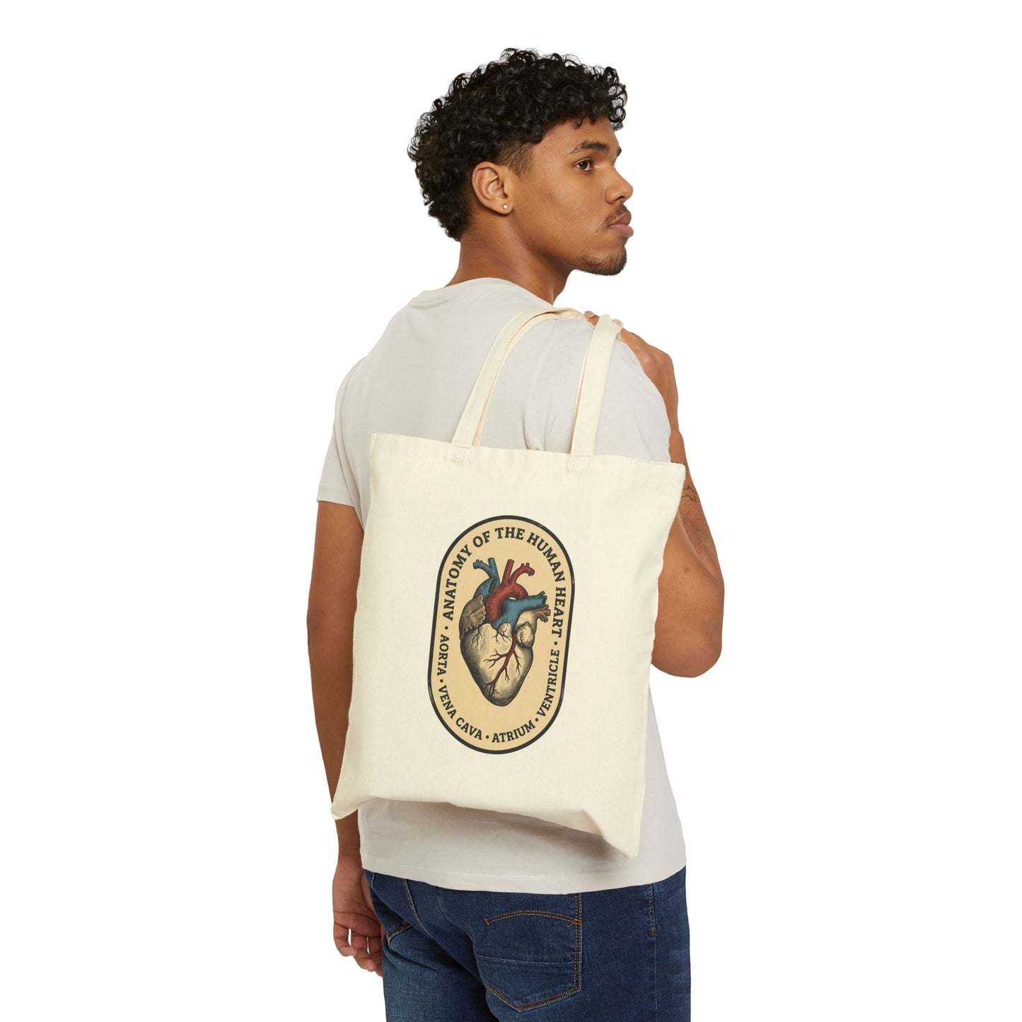 Anatomical Heart Illustration Tote | Retro Animal Art, Easy Tiger Vacation Vibe