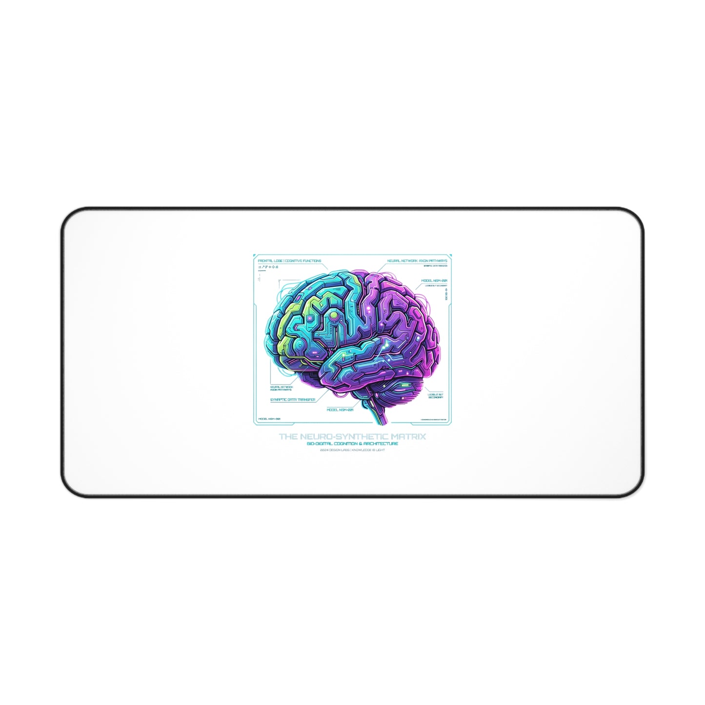 Neon Circuit Brain Desk Mat — Futuristic Sci‑Fi Gaming/Workstation Mat for Science Enthusiasts