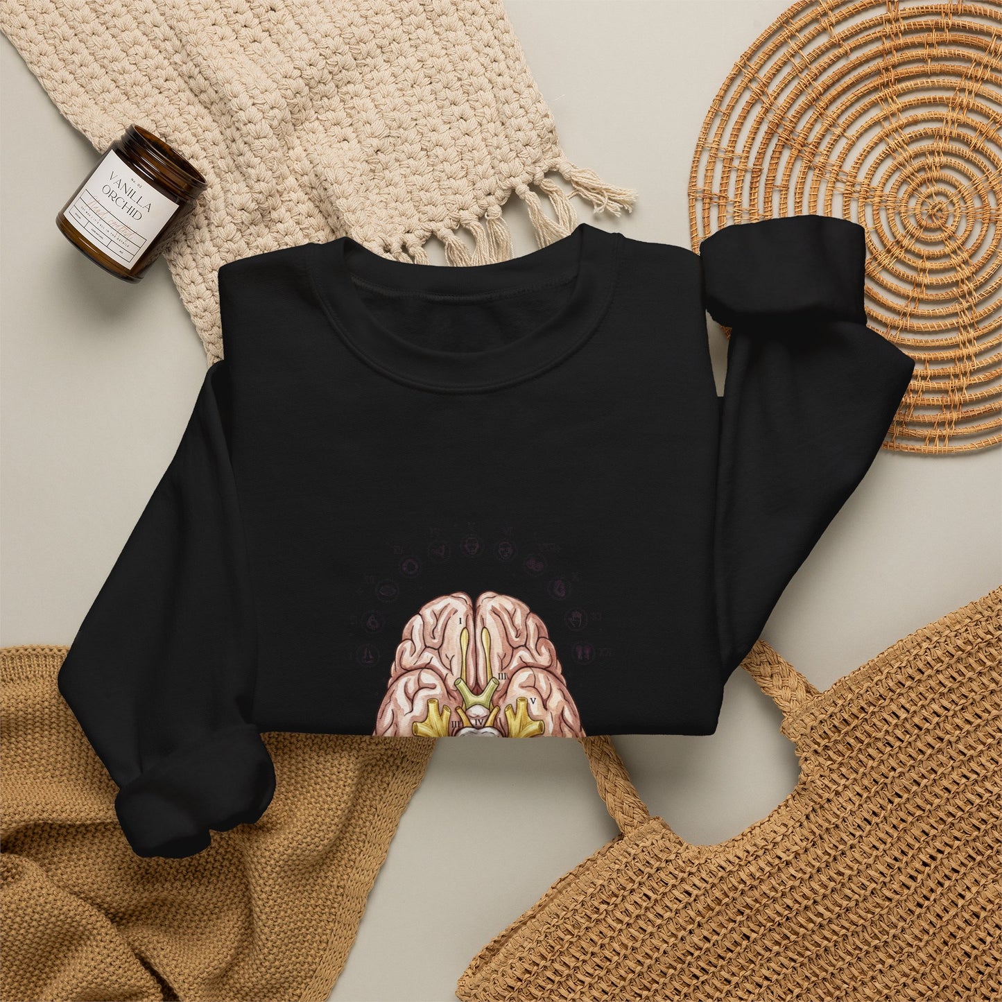 Anatomical Brain Botanical Sweatshirt | Birth Flower, Botanical Anatomy