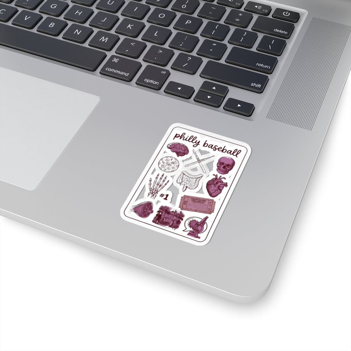 Philly Baseball Skull & Heart Sticker | Kiss-Cut Stickers, City Pride