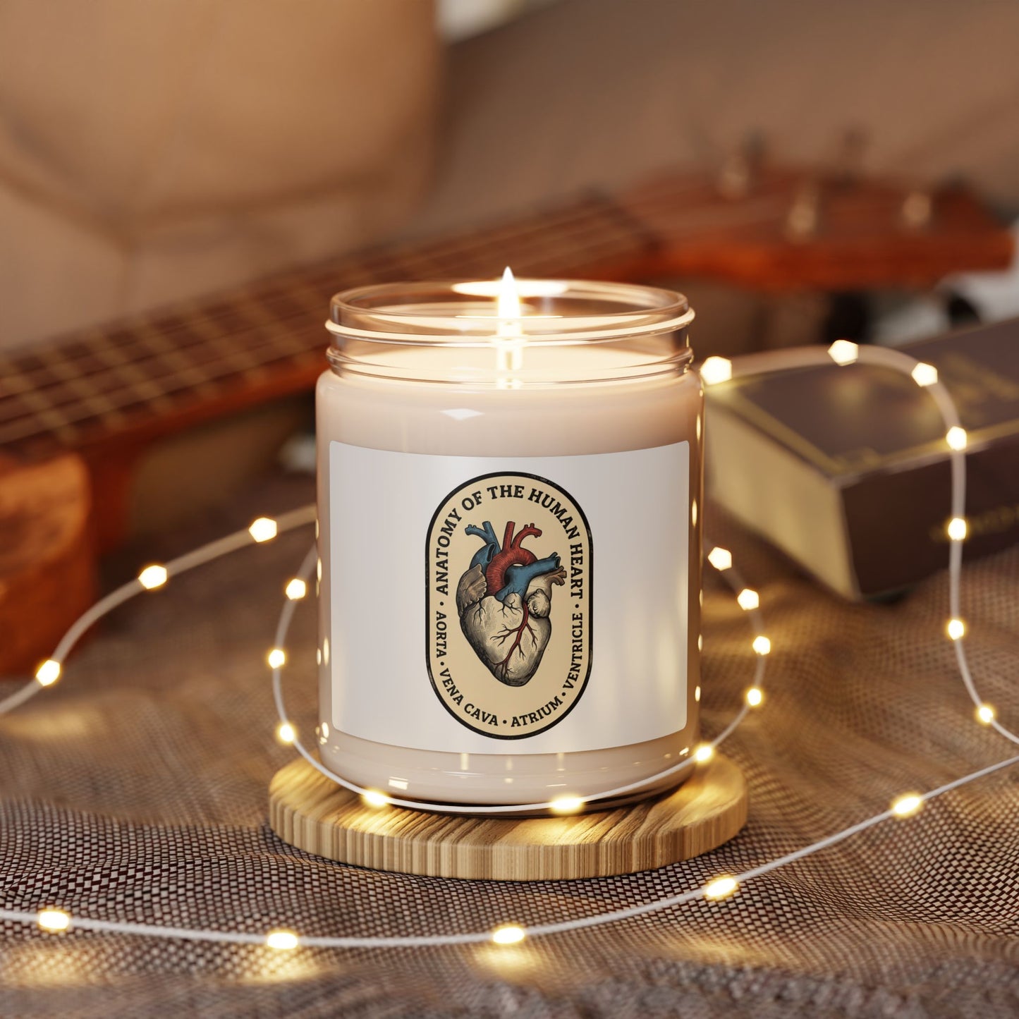 Vintage Anatomical Heart Candle, Soy Jar | Retro Animal Easy Tiger Vibe