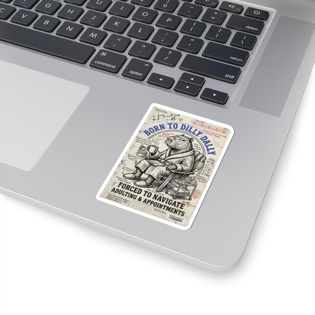 Born to Dilly Dally Sticker | Cute Procrastination Meme, Retro Animal Sticker