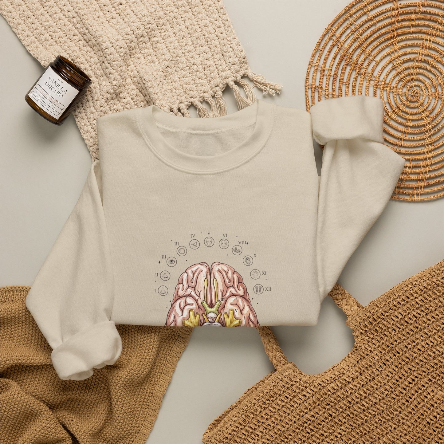 Anatomical Brain Botanical Sweatshirt | Birth Flower, Botanical Anatomy
