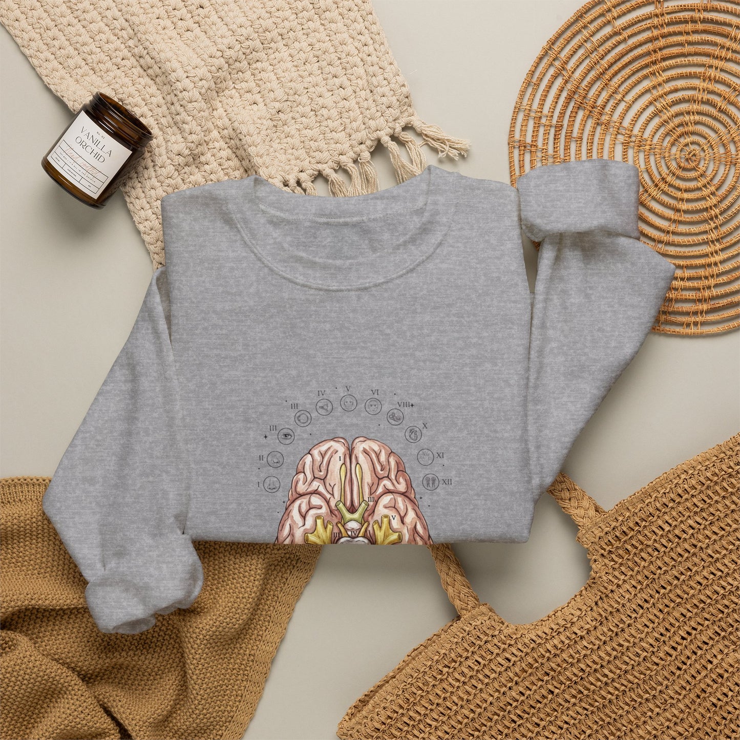 Anatomical Brain Botanical Sweatshirt | Birth Flower, Botanical Anatomy