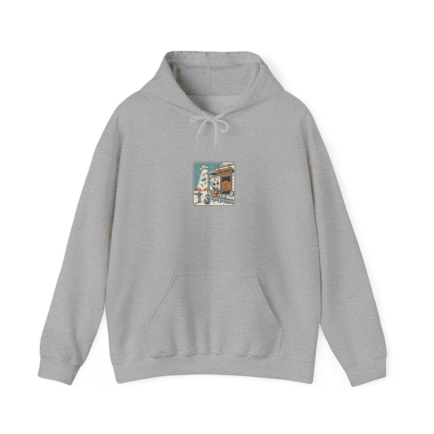 Retro UFO Desert Scene Hoodie | Vintage Alien Abduction Western Graphic