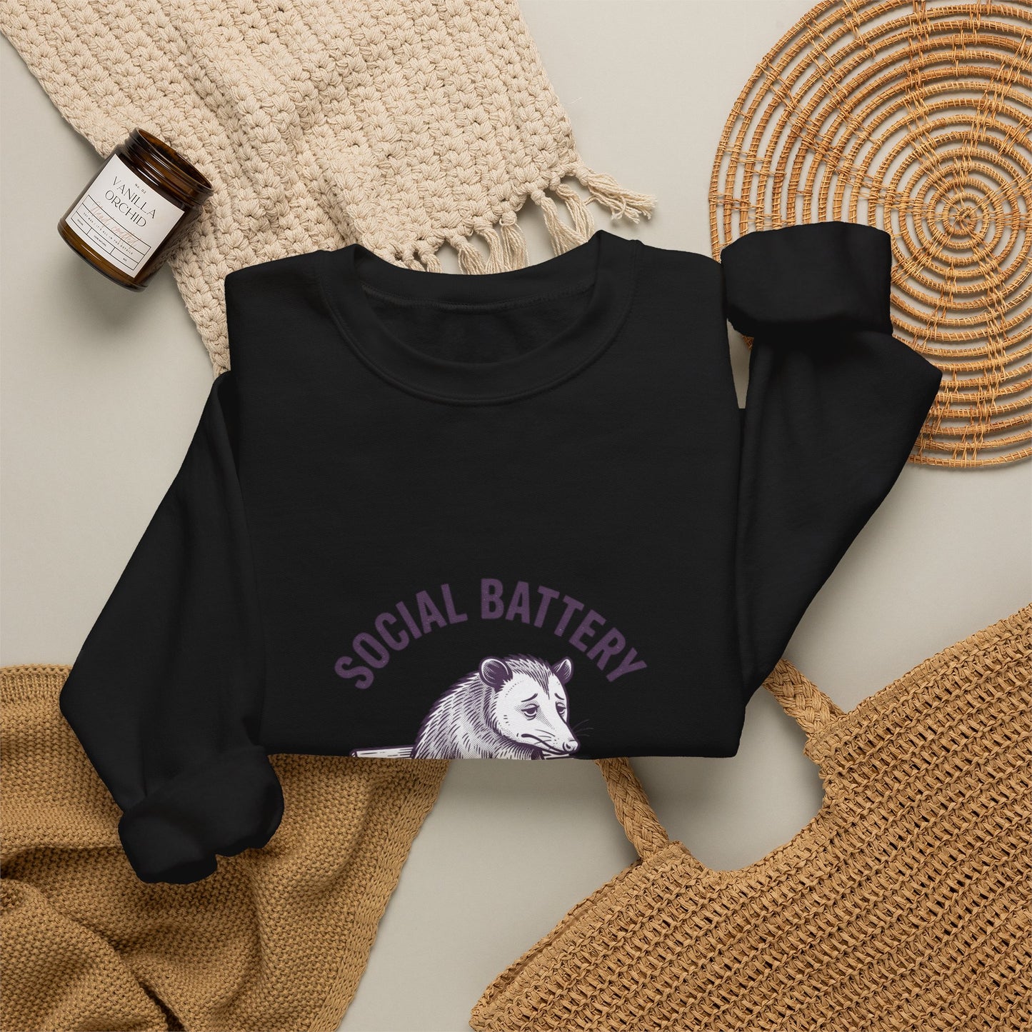 Social Battery Graphic Sweatshirt | Anxious Animal Humor, Introvert Crewneck