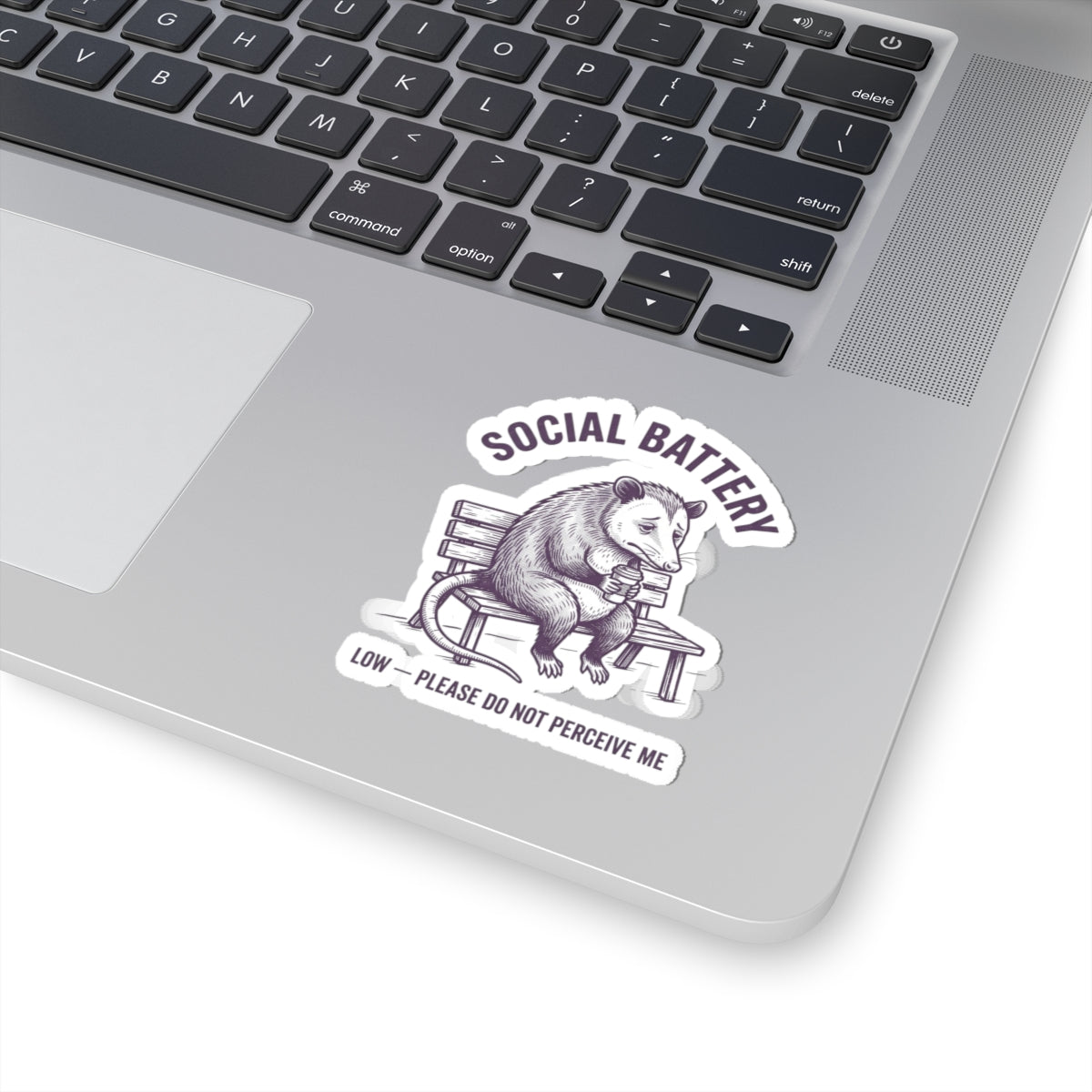Social Battery Opossum Sticker | Anxious Animal Humor, Cute Anxiety