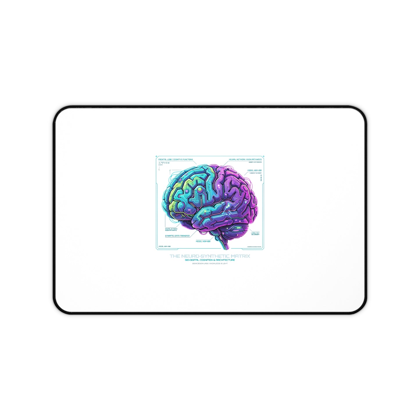 Neon Circuit Brain Desk Mat — Futuristic Sci‑Fi Gaming/Workstation Mat for Science Enthusiasts
